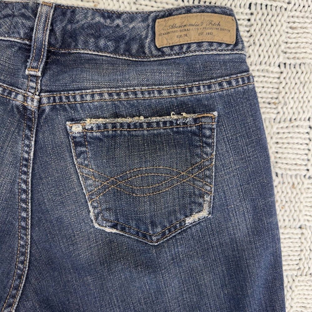 VTG Y2K Abercrombie & Fitch Womens 0S Low Rise Bootcut Jeans Distressed Cotton - Picture 8 of 12